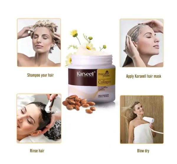 Karseell Hair Mask Collagen Treatment Cream – Argan Oil & Maca Essence, 6.76 Fl.oz 500ml (200g)