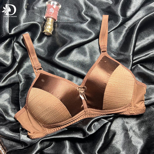 Full Coverage Satin Panel Bra with Back Closure & Supportive Straps