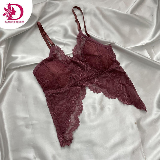 Dazzling Desires Elegant Lace Bralette – Soft Cup with Scalloped Hem