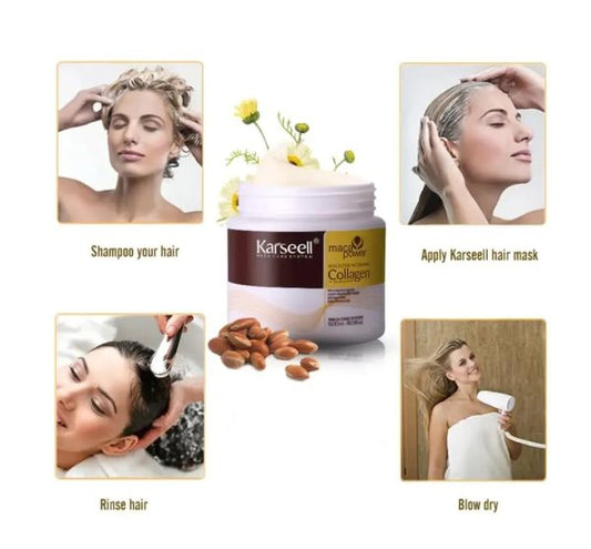 Karseell Hair Mask Collagen Treatment Cream – Argan Oil & Maca Essence, 6.76 Fl.oz 500ml (200g)